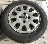 Alu kolo ŠKODA 5.5x13" ET36 4x100x57 a Barum Polaris 2 165/70 R13 79T 30%, Barum Brilantis 2 165/70 R13 50%