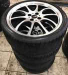 Alu kolo originál WORKS 7x18“ ET52, 4x100x56 a 2ks Dunlop SP Sport Maxx RT 205/40 R18 86Y XL 80%, 2ks Bridgestone RE050A 205/40 R18 82W 80%