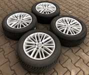 Alu kolo originál VW 6.5x16" ET46 5x112x57 a Goodyear Vector 4Seasons 205/55 R16 94V AO 40%