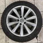 Alu kolo originál VW 8.5x19" ET59, 5x130x71.5 a Dunlop Grandtrek WT M3 255/50 R19 107V XL 80% + čidla tlaku TPMS