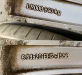 Alu kolo originál LAND ROVER 8.5x20“ ET58 5x120x72.5 a Continental SportContact 5 255/50 R20 109Y XL 60% + čidla tlaku TPMS