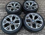 Alu kolo originál BMW X5 a X6 Přední 5x120x74 10x21" ET40 a Yokohama BluEarth Winter V905 285/35 R21 105V XL 80%, Zadní 5x120x72,5 11.5x21" ET38 a Yokohama BluEarth Winter V905 325/30 R21 108V XL 80% + čidla tlaku TPMS